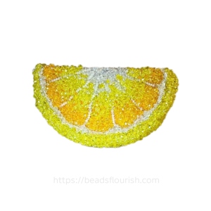 Beads Flourish Lemon Slice Crossbody Handbag -Yellow