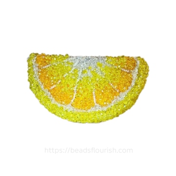 Beads Flourish Lemon Slice Crossbody Handbag -Yellow